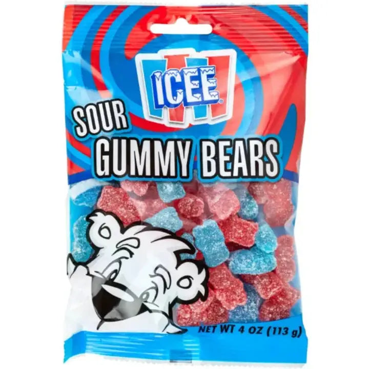 ICEE Sour Gummy Bears 113 g – saure Fruchtgummis in ICEE-Geschmackssorten, ideal für Kioske, Automaten und den internationalen Süßwarengroßhandel
