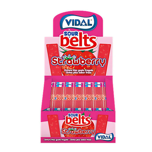 Vidal Wrapped Sour Strawberry Belts (1x1350g)